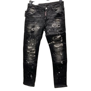 DSquared2 Mens Sprayed Effect Distressed Skater Jeans Size 32 x 30/IT 48 Black